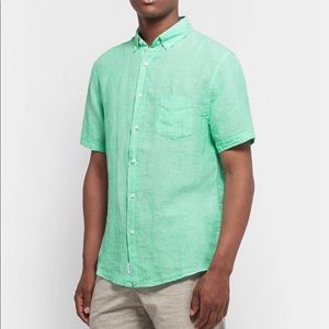 Omnia Men’s Mint colored linen polo